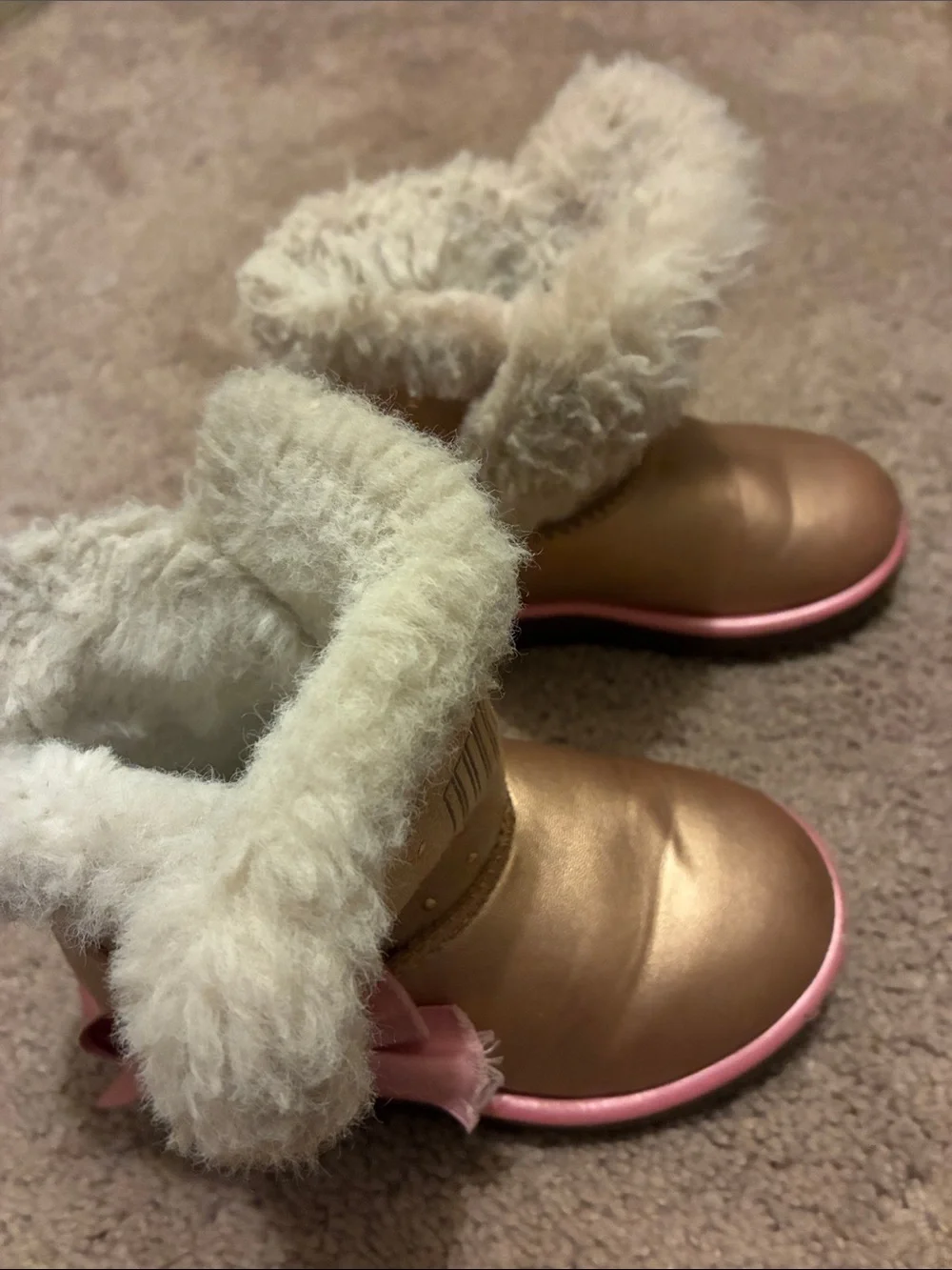 Juicy Couture Gold and Pink Fur-Lined Kids Boots